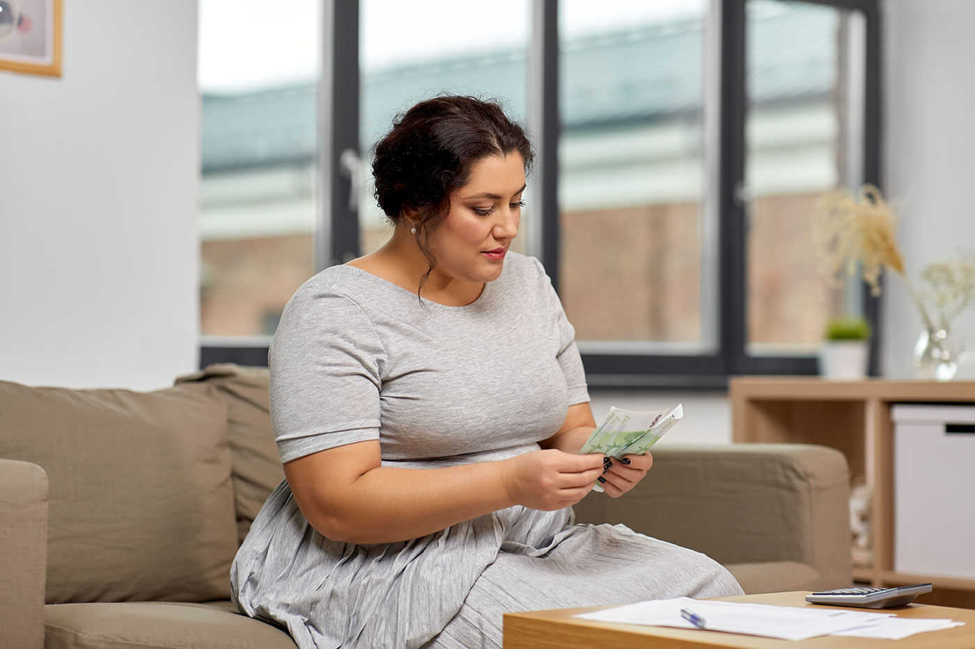 lady counting money