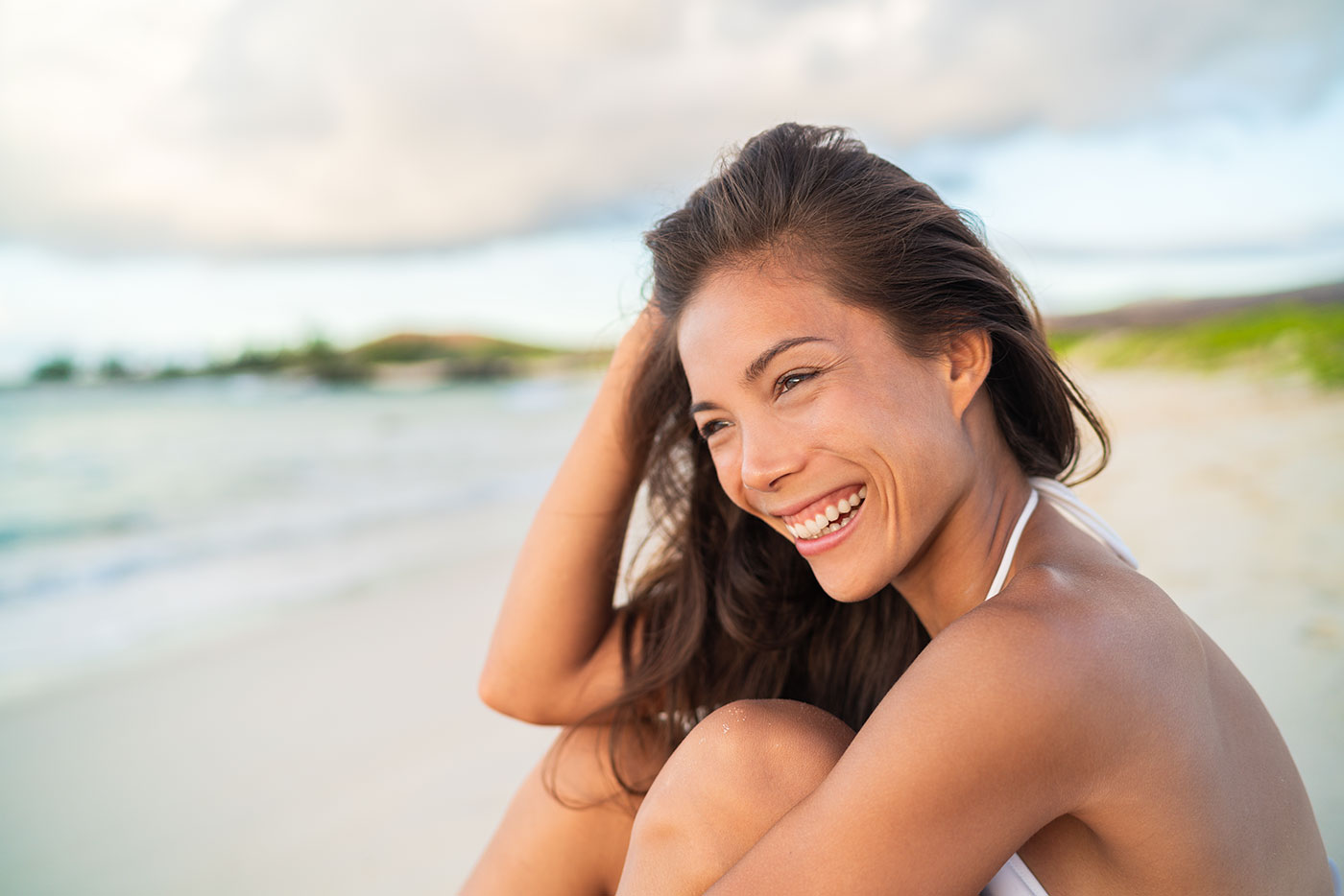 lady smiling on beach
